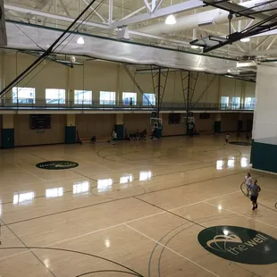 The basketball courts right below the indoor track