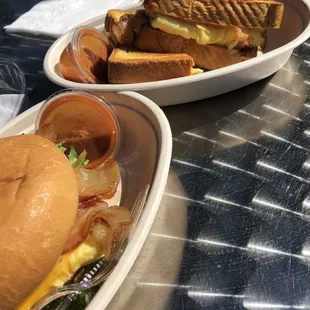 BLT and I believe a ham and cheese on Texas toast. Fresh and delicious!