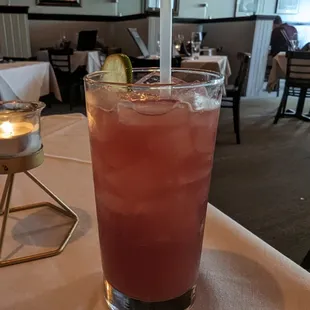 Lovely cherry-lime spritz mocktail.
