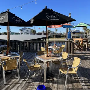 tables and umbrellas