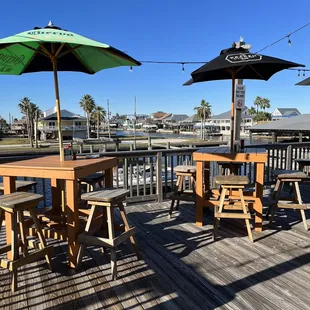 tables and umbrellas