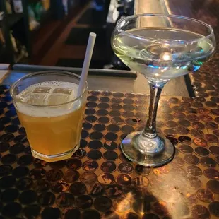 two cocktails on the bar