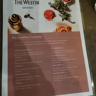 Drink Menu as of May 2020