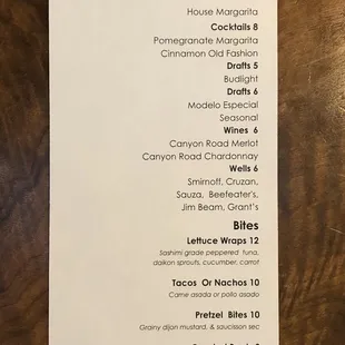 Updated happy hour menu :)