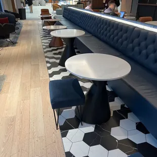 Place to eat, drink and talk outside the Ten Hands Restaurant.