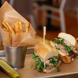 a sandwich and french fries