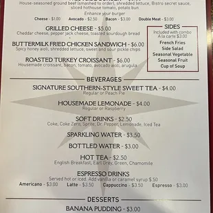 Page 2 of the MENU as of Jan 12, 2023