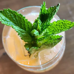 Looking into the top of the airmid with fresh mint.