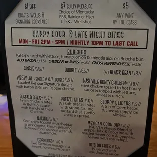 Happy hour / Late night menu