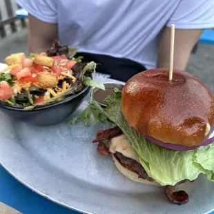 The Westy Burger with salad