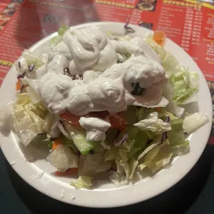 Salad with ranch dressing
