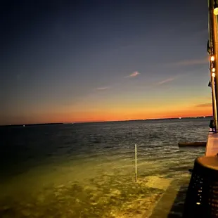 a view of the ocean at dusk