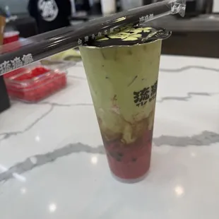 Strawberry matcha boba