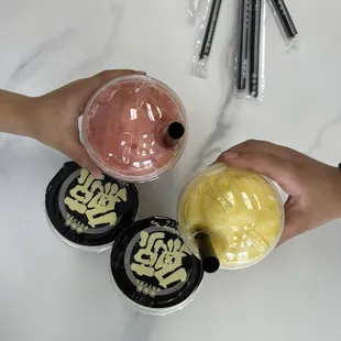 Mango slush and strawberry slush