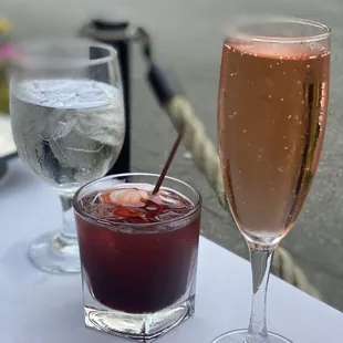 Sparkling Rose And Manhattan.