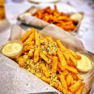 Garlic (front) &amp; Cajun Fries (back) (IG @Vetteats)