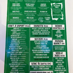 The Wharf drink menu (the menu changes every couple of months, so it's best to check online or call before your visit)