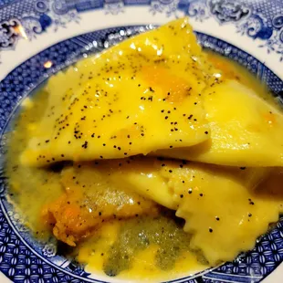 Ravioli on Butternut Squash Puree