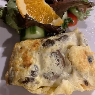 Omelette (only half shown here) with side salad