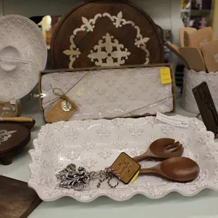 Fleur-de-lis serving pieces from Mud Pie