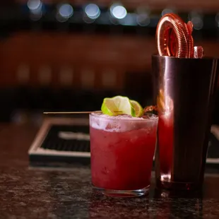 a drink and a straw