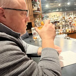 Savoring bourbon.