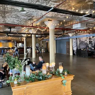 Very spaced- very Covid safe- very cool vibe upstairs! Stairs and elevator accessible