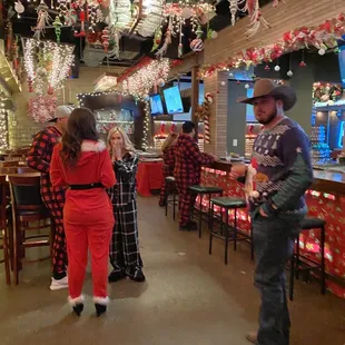 a man and a woman dressed in pajamas