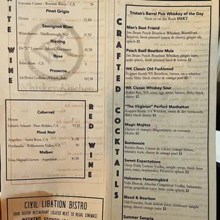 Cocktail list (April 2022)