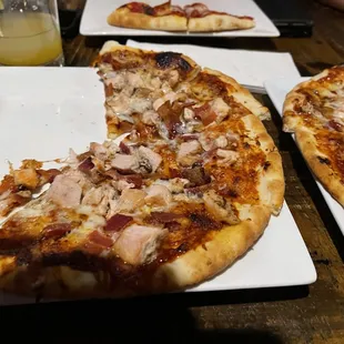 BBQ chicken pizza. Loaded with chicken and bacon.