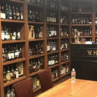 Some of the many whiskies and Scotches