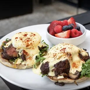 Steak Benedict on weekends for Brunch