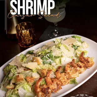 Our Shrimp Caesar Salad-Grilled Shrimp, Chopped Romaine, Parmesan Cheese, Cherry Tomatoes, Croutons, &amp; Caesar Dressing