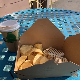 Burrito panini with tortilla chips