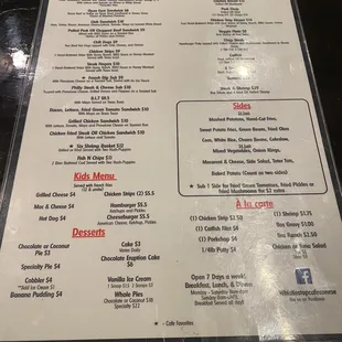 The menu