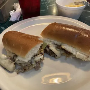 Philly Steak &amp; Cheese Sub Basket with Mac n cheese.