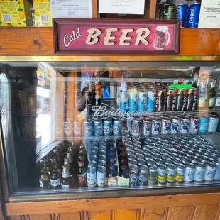 a display case full of beer