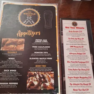 Menu plus cocktail menu