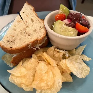 1/2 Chicken salad with Greek salad