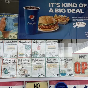 a menu for a big deal