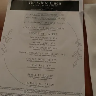 menu