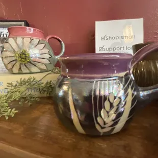 Pretty mugs by ceramic artist Daisy Friesen -White Peacock tea coffee company  - Lindsborg, KS