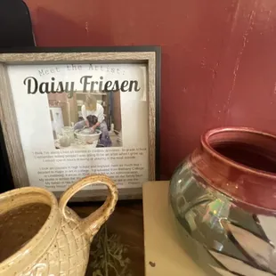 Mugs by artist Daisy Friesen -White Peacock tea coffee company  - Lindsborg, KS