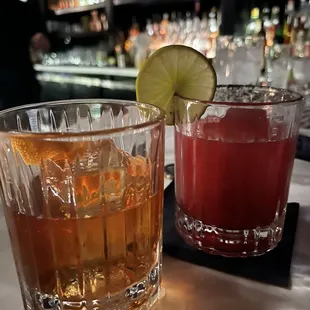 Happy hour old fashioned and tequila cocktail