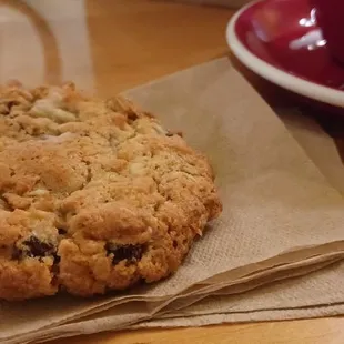 Freshly baked oatmeal cookie.