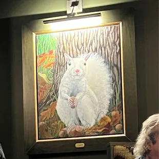 a painting of a white cat