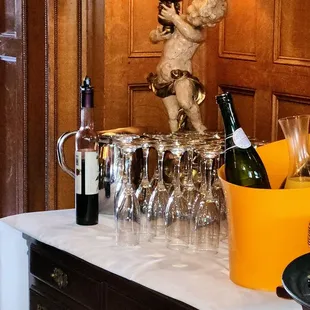 Set up behind 2nd floor temporary bar for Mansion Tea