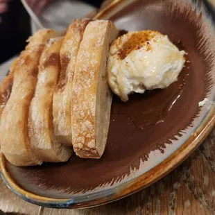 Whipped Goat Cheese -- grilled farmhouse bread, local honey and sea salt $15