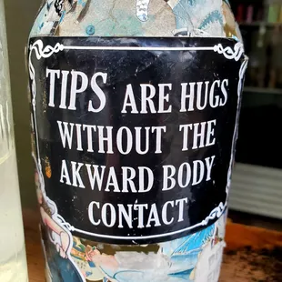 a sign on a bottle