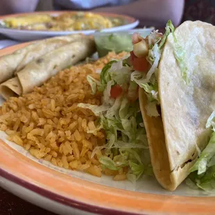 2 item mini enchilada Combination plate with beef taco and beef taquitos